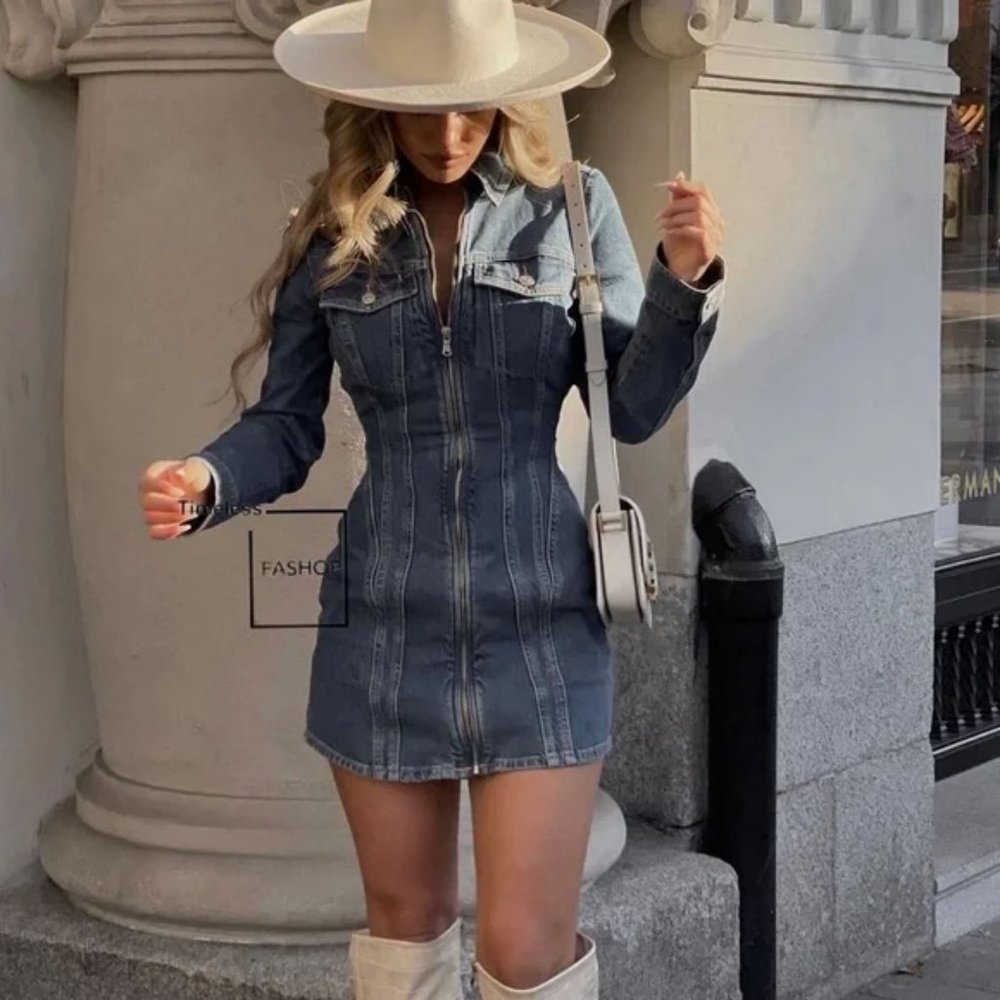 TRF DENIM DRESS ZARA BLOGGERS FAV - Picture 5 of 9